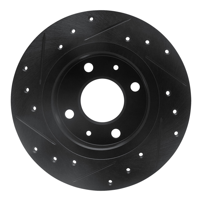 Nissan Tsuru Brake Rotor (1) - Front Right - R1 Concepts - Drilled & Slotted - Black - `86-`06